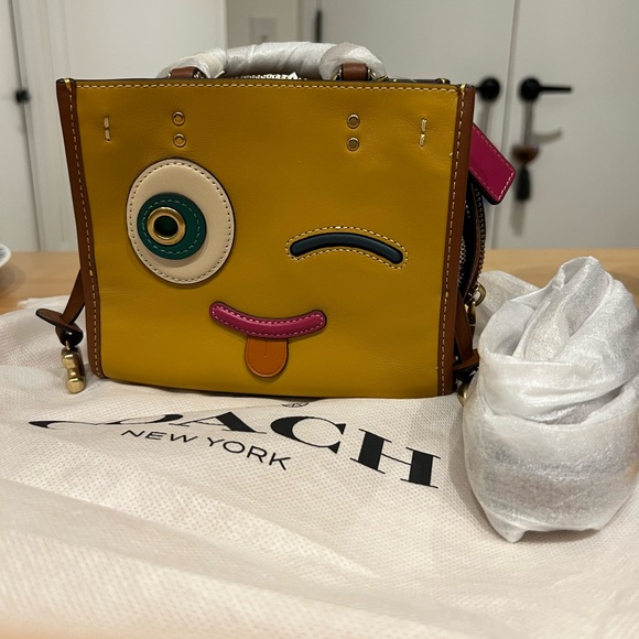 😜 RARE Coach Coachies Rogue 17 In Signature Textile Jacquard With Winkie NWT - Picture 5 of 13